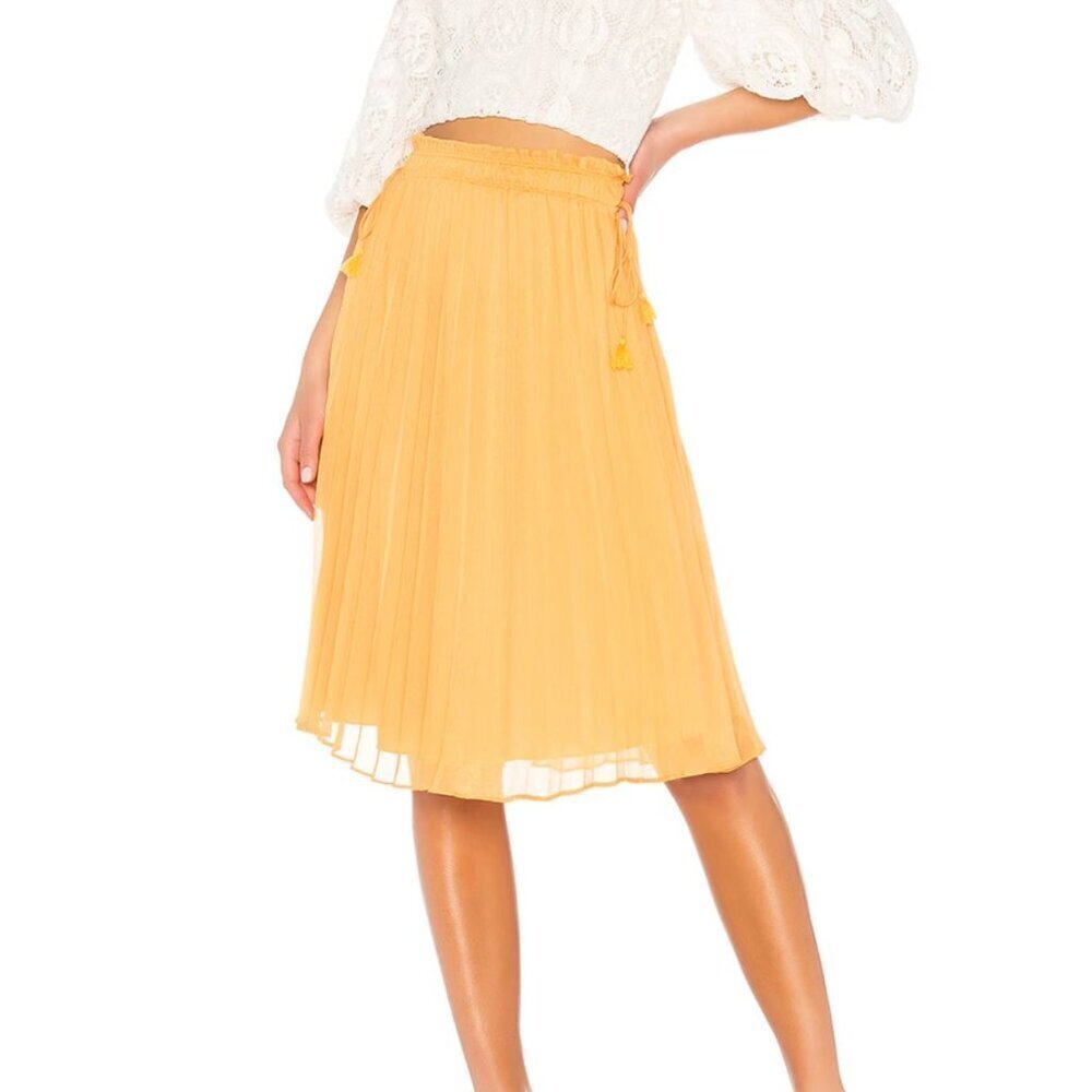 SAYLOR NWT Alberta Skirt in Orange Pleated Midi Skirt Resortwear Vacation XS